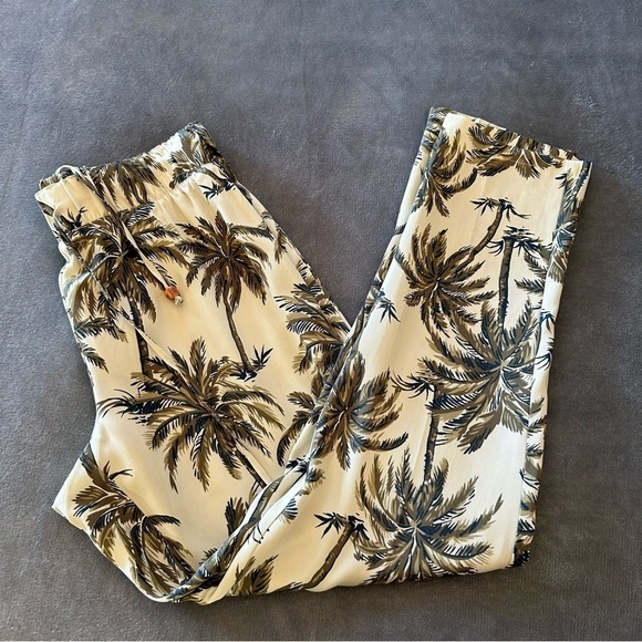 Soft Surroundings Tencel Relax Pull On Tropical Palm Tree Summer Pants - Picture 10 of 11